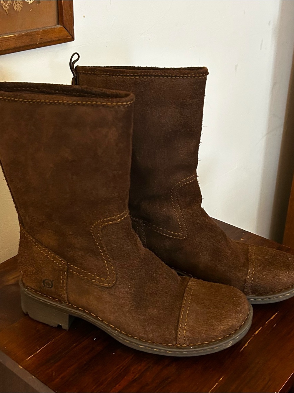 Born Brown Suede Mid-Calf Pull-On Boots